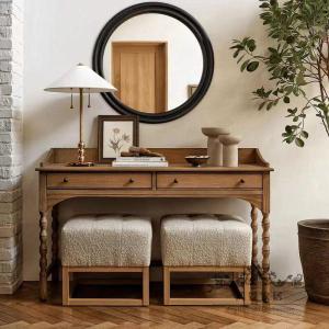 French Style Solid Wood Computer Desk Bedroom Makeup Table with Drawer Simple Country Vintage One-Piece Small Apartment