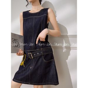 PlumJan | Dark Blue Sleeveless Denim Dress