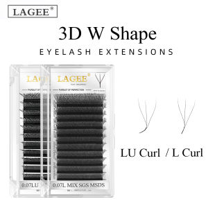 LAGEE L LU M Curl C D 3D W Shape Eyelash Extensions Flowering Bloom Premade Fan Lashes Makeup 0.07 Volume Bundle