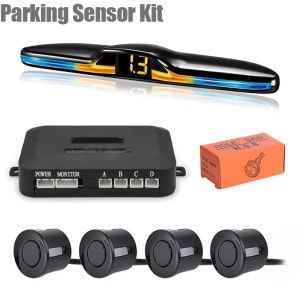 EKLEVA 4 Parking Sensors Kit Flat 16.5mm Parktronic Reversing Backup Radar Recoil Auto Detector Assistance Buzzer Automobile