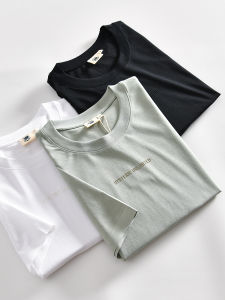 เสื้อยืดคอกลมแขนสั้นผ้าฝ้ายผสมสำหรับผู้ชาย ระบายอากาศได้ดี พิมพ์ลายตัวอักษร สไตล์ฤดูร้อน ทรงหลวม แฟชั่น