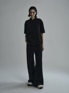 Petal Collar Anti-Ball Stand Collar Composite Fabric Micro Shoulder T-Shirt Short Sleeve Breathable Summer Fashion Casual Tee