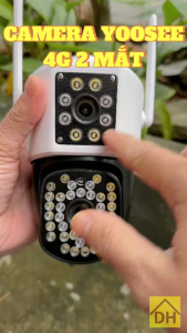 Camera YOOSEE 2 Mắt 10M 4k Chạy Bằng Sim 4G Xoay 350 Độ- Đàm Thoại 2 Chiều- Báo Động- Ban Đêm Có Màu
