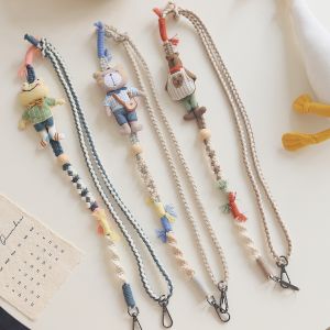 Original Handcrafted Long Adjustable Length Mobile Phone Lanyard Animal Doll Crossbody Strap Anti-Loss Fashion Digital Accessories