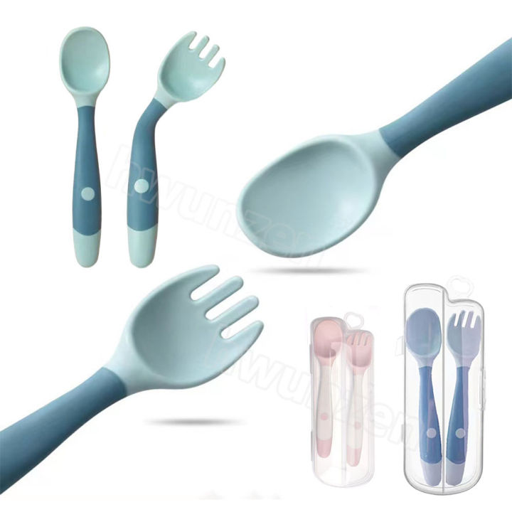 Qshare Bendable Baby Spoons With Travel Case - Self-Feeding Training Utensils With Easy Grip