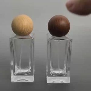 Vỏ rỗng chai đựng nước hoa 50ml thân trụ vuông nắp gỗ tròn dày dặn sang trọng