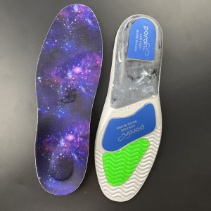 Poron Hidden Heel Sports Insole Mens High Elastic Shock-Absorbing Air Cushion Soft Plaid Sweat-Absorbent Breathable Basketball Arch Support