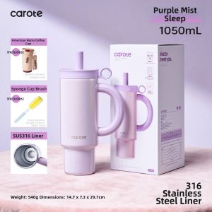 CAROTE | Insulated Stainless Steel Cup with Straw Large Capacity