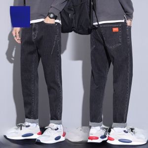 ROMON | กางเกงยีนส์ทรงตรงหลวมๆ สำหรับผู้ชาย ทรงลำลอง สีดำ ทรงขากระบอกเล็ก กางเกงขายาว ทรงหลวม ทรงลำลอง ทรงหลวม ทรงลำลอง