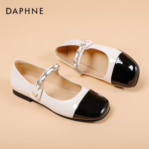 Daphne Mary Jane Womens Shoes 2025 New Summer Retro Color Block Leather French Style Single Shoes Casual round Toe mid Heel