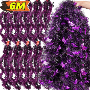 Dizoey 6M Wholesale Halloween Ribbon Garland with Glittering Lantern String Cartoon Pumpkin Spider Wreath DIY Home Party Hanging Pendents