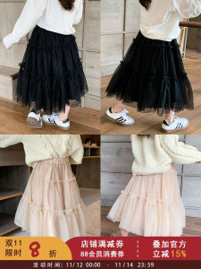 กระโปรงตาข่ายทรงพองสไตล์เกาหลีสำหรับเด็กผู้หญิง กระโปรงทรงเอผ้าตาข่าย ฤดูใบไม้ผลิและฤดูใบไม้ร่วง กระโปรงเด็กผู้หญิง กระโปรงเด็กผู้หญิง