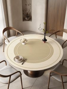 Waterproof round Tablecloth Large Size Home Balcony Tea Table Mat Oil Resistant Easy Clean round Dining Table Pad Cotton Fabric