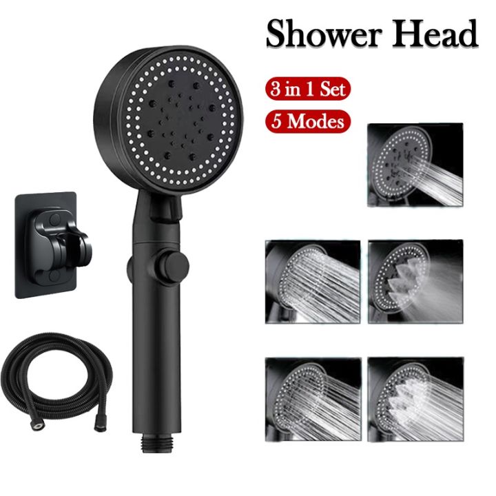 AGEROS 3 in 1 Shower Head Set 5 Modes High Pressure Shower with Hose ...