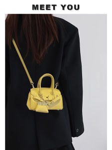 Yellow Crossbody Bag Womens Fashion Design Small Luxury Handbag Shoulder Strap Detachable Modern Neutral Style PU Leather
