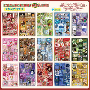 Mr.paper | Mr.Paper 30 Sheets Cardstock Stickers Vintage Star Glitter Die-Cut Sticker Book for DIY Journal Scrapbooking Adhesive Craft Su