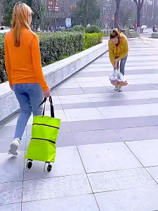 Foldable Tote Bag Tugboat Cart Multi-Functional Shopping Cart Hand-Pulled Grocery Cart Collapse The Shopping Cart