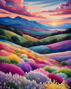 KAYOU | DIY Coloring By Numbers Mountain Digital Oil Painting Sunset Landscape Oil Painting By Numbers Scenery Handpainted Gift