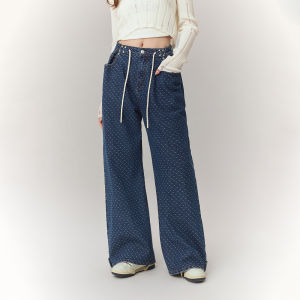CHUU Loose Fit Womens Denim Jeans High Waist Button Closure Long Pants Hole Punching Washed out Style New Fall Collection