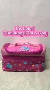 My Style TM 2331 Cat & Dog Double Decker Lunchbag Glitter Finish Material - tas bekal