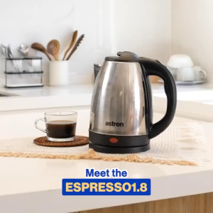 HIONE 2L Stainless Steel Electric Kettle 1500W with Fast Boiling 360° Rotational Base and Food Grade Protection