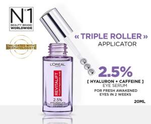 BARU! Serum mata Triple Roller 2.5% Hyaluron + Caffein Eye Serum Skincare - 20ml (Eye Serum dengan Instant Cooling Effect untuk menyamarkan garis halus dalam 2 minggu)