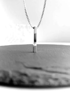 KALUNG PRIA WANITA TITANIUM MODEL RANTAI LIONTIN BALOK SILVER TERLARIS