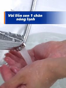 Củ vòi Lavabo liền sen nóng lạnh 1 chân HODABOSS Vòi đồng thau mạ NIKEN sáng bóng dùng cho phòng tắm có diện tích nhỏ