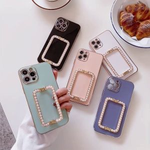 Hontinga ปลอกเคสสำหรับ Samsung Galaxy Note 10 Lite, Note 10+, Note 10+ 5G, S10+ & S10 เคสพร้อมขายึดแบบพับไข่มุกสร้างสรรค์ขาตั้งแฟชั่นสีทึบ Soft TPU Square สำหรับกล้องเคสยาง Gores