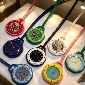 Bandai | Nowy Ośmiokątny Zegarek Kieszonkowy na Szyję Różne Opcje Kolorystyczne Skórzany Sznurek Zegarek do Noszenia na Szyi
