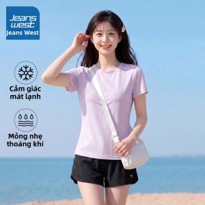 Jeanswest | Áo Thun Nữ Thể Thao Lụa Ice Silk Mát Thoáng Khí Chống Nắng UV Vai Ngang Mùa Hè