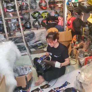 Nón bảo hiểm Fullface AGU tem racing đỏ hàng chính hãng