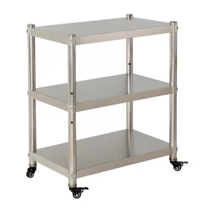 Stainless Steel Kitchen Storage Rack Three Adjustable Shelves with Universal Wheels Microwave Oven Oven Home Storage Organizer Shelf