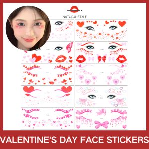 NATURAL STYLE Valentines Day Face Stickers Face Makeup Tattoo Stickers Sweet and Cute Festival Face Painting Stickers