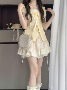 Summer Floral Print Short Sleeve Top And Skirt Set Womens Sweet Girl Tea Theme Fashion Outfit Half-length Skirt Two-piece Set