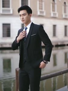 Local Shipping Mens Sky Blue 3-Piece Suit Set - Korean Slim Design Perfect for Weddings & Business