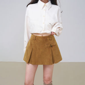 KEIKO | Retro Corduroy Casual Skirt Pants High Waist Slim Fit A-line Shorts