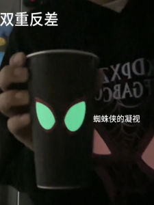 Spiderman Cold Sensation Color Changing LED Light up Mugs Double Contrast Creative Drinking Cups with Lid Aluminum Material