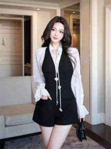Slimming Waist-Shaping Two-Tone Jumpsuit Shorts
