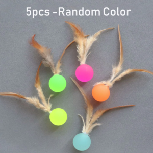 Funny Cat Elastic Ball Toy Interactive Balls Pet Supplies Feather Football Toys Dog Playthings Kitten