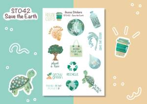 Sticker tự thiết kế - sticker sheet save the earth - hình dán sổ nhật kí bullet journal - unim027