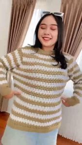 Sweater rajut blaster popcorn wanita atasan kekinian wanita korea