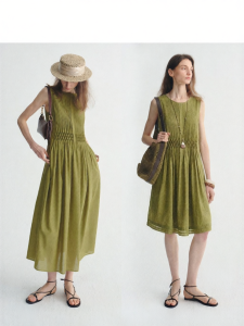 epoque de rueen | Lyocell Acetate Linen Blend Sleeveless Waist-defining Dress
