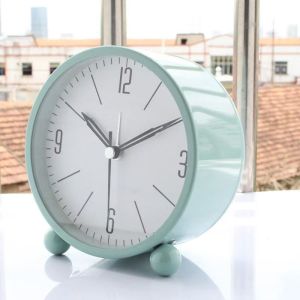 MONLEYTA | Metal Shell Silent Walking Clock Creative Student Bedroom Living Room Desk Clock Fashionable Bookshelf Table Clock