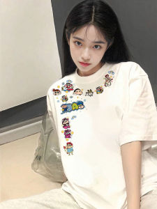 Chinese Fad Retro Crayon Xiaoxin Short Sleeve T-Shirt Womens Summer New Arrival Pure Cotton Oversize Couple Half Sleeve Tops Fashion