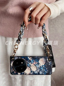 Retro Style Jasmine Relief OPPO Find N5 Phone Case with Sash And Silk Scarf Chain Womens Edition Protective Cover for Ladies