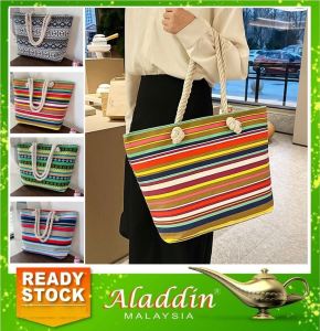 Aladdin Beg Tangan Wanita Bahu Jinjing Silang ( Fashion Travel Office Tote Women Stripe Casual Shoulder Bag Women Handbag ) 3W2