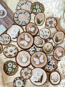 MO.CARD | 3D Ins Style Retro Floral Animal Imitation Wood Stickers