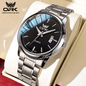OPK jam tangan pria dewasa 2025 ori tahan air jam tangan kasual fashion Kalender bercahaya Tali baja tahan karat jam tangan cowok