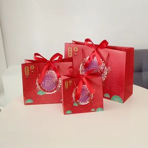 Túi Giấy Cứng Túi Quà Tặng Túi Trung Thu Túi Quà Tết Đỏ Họa Tiết Cao Cấp